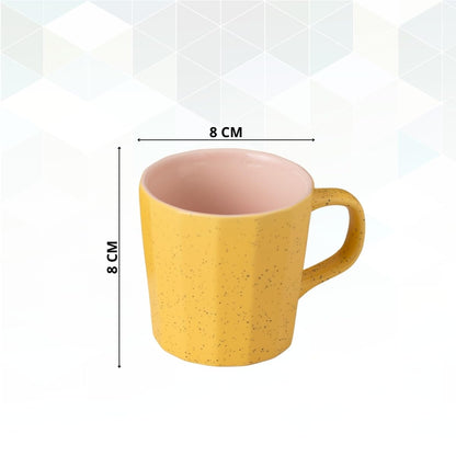 Clay Craft Fine Ceramic Armada Mustard & Pink Cups & Saucer, Set of 12, Cups for Tea & Coffee, Gift Set, Elegant Design for Home and Kitchen and Can Be Gifted to Your Loved Ones On Any Occassions