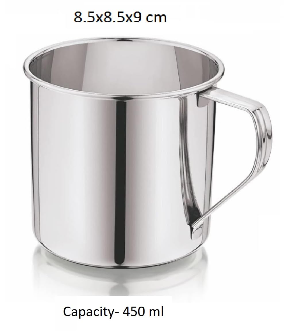 Dynore Stainless Steel Multipurpose Usage Mug/Tea/Coffee Serving Mug- 450 ml Silver
