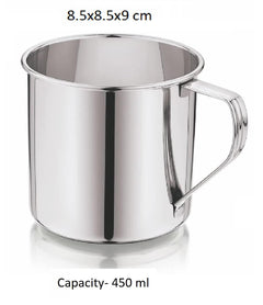 Dynore Stainless Steel Multipurpose Usage Mug/Tea/Coffee Serving Mug- 450 ml Silver