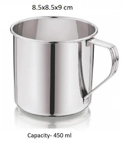 Dynore Stainless Steel Multipurpose Usage Mug/Tea/Coffee Serving Mug- 450 ml Silver