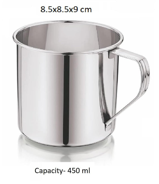 Dynore Stainless Steel Multipurpose Usage Mug/Tea/Coffee Serving Mug- 450 ml Silver