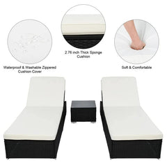 Jean Outdoor Swimming Poolside Lounger (Set of 2 ) With 1 Side Table (Black +White)