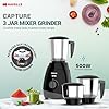 Havells Capture 500W Mixer Grinder 3 Stainless Steel Jars | 21000 RPM High-Speed Motor | Rust-Resistant 304 SS Blades | 1.5L Large Blending Jar | Overheat Protection | 1-Year Warranty (Black)