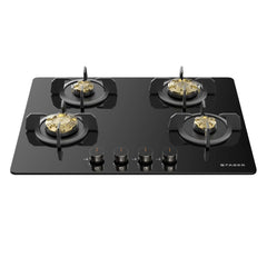 Faber 4 Burner 70cm Hob |Auto-Ignition HOB PRIME HT704 CRS BR CI AI |Metal Knobs Cast Iron Pan Support |Hob/Cooktop Hybr