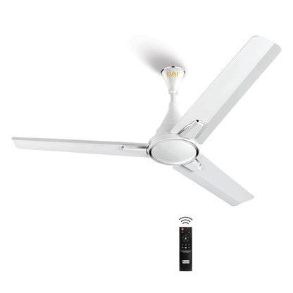 KUHL Prima A1 1200mm Decorative Power Saving BLDC Ceiling Fan with Remote | 29W | Saves upto 65% Electricity | 5 Star | High Air Flow | Stylish Design | White