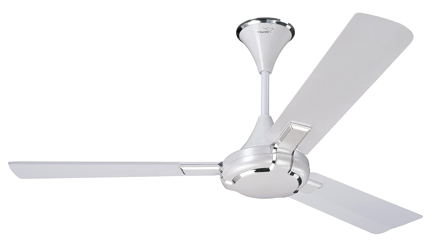 V-Guard Exado Pro AS High Speed Ceiling Fan For Home | BEE 1 Star Rating | 400 RPM | Dust Repellent Technology | Easy to Clean| (Pearl White Silver),1.2 Meter