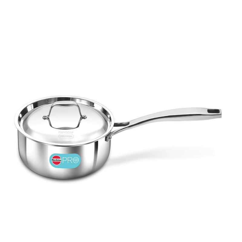 Hawkins Pro 2.5 Litre Sauce Pan, Triply Sauce Pan with Stainless Steel Handle and Stainless Steel Lid, Silver (PSSP25S)