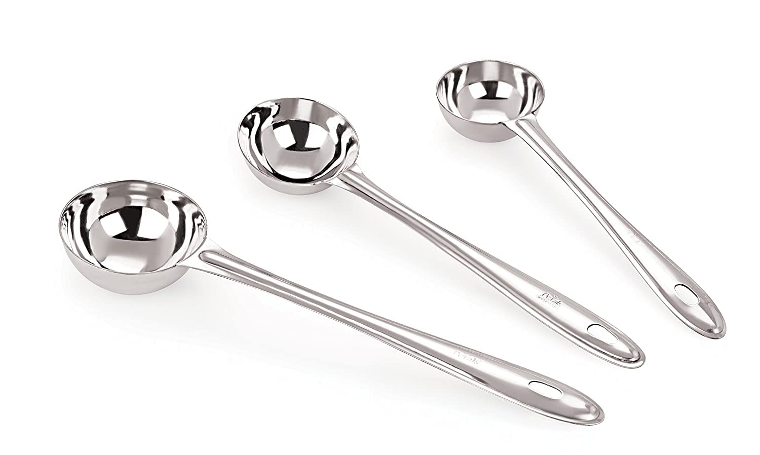 Dynore Stainless Steel Round Shape Chutney Serving Laddles- Set of 3 Size- 31, 25 and 20 cm of Each