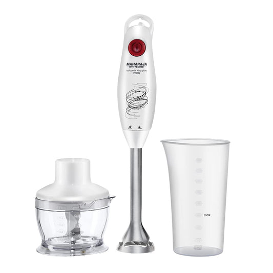 Maharaja Whiteline Turbomix King Plus Hand Blender, 250W, Duraforce advanced blade technology, 800ml multi-purpose jar, 500ml Chopper… (250)