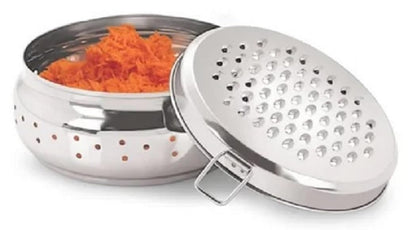 Dynore Stainless Steel Spill Free Vegetable Grater For Cheese, Carrots, Potato, Cucumber Grater With Container Box Storage/Khamni Dabba Medium