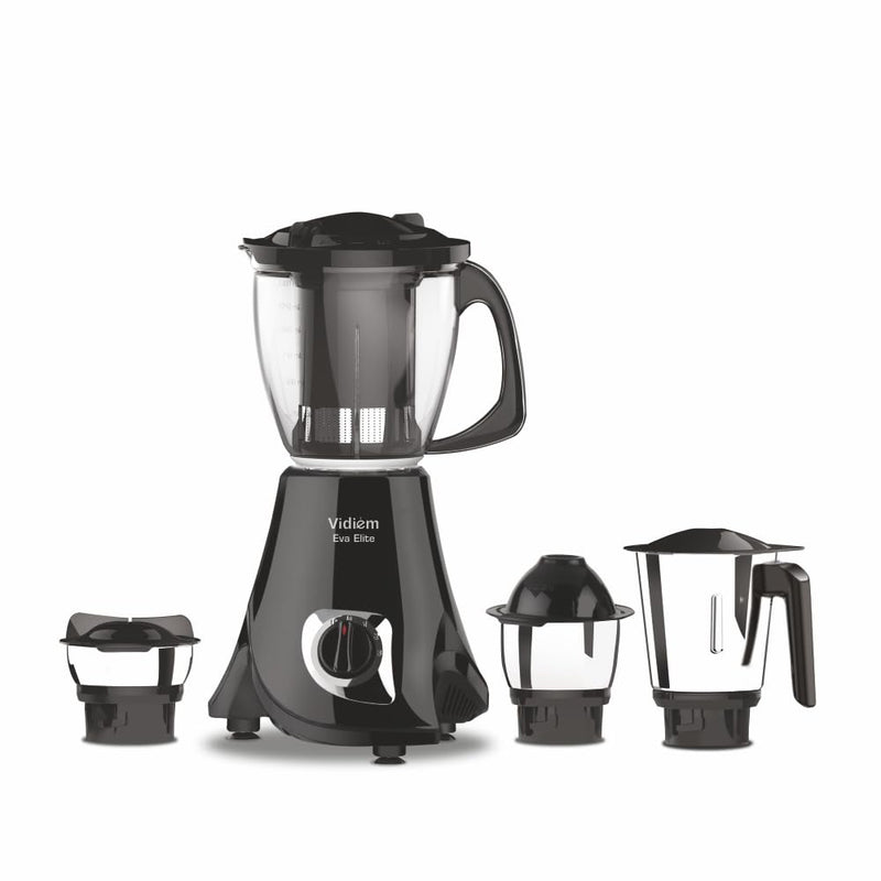 Vidiem Eva Elite Mixer Grinder 710 A, 750W with 4 Jars (1 Juicer + 3 Leakproof Jars) | Self-Locking Jars | ARIA Cool Tec