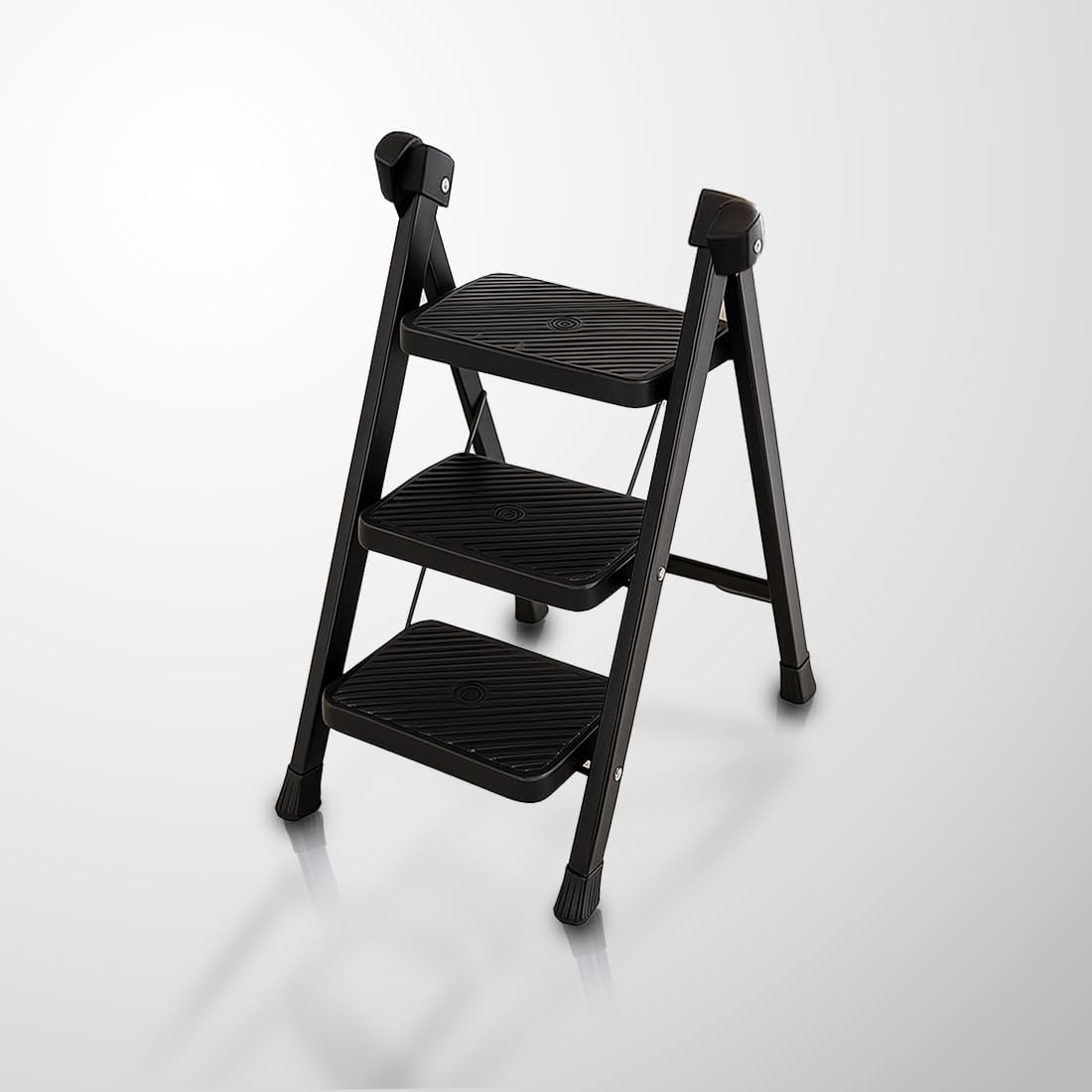PROHOME Steel Ladder for Home 3 Steps Foldable with Anti-Skid Wide Steps (30cm x 20cm) | 3 Step Ladder for Home Use with D-Shape Rods | Secure Lock | 170 Kg Capacity Folding Ladder | 5 Year Warranty