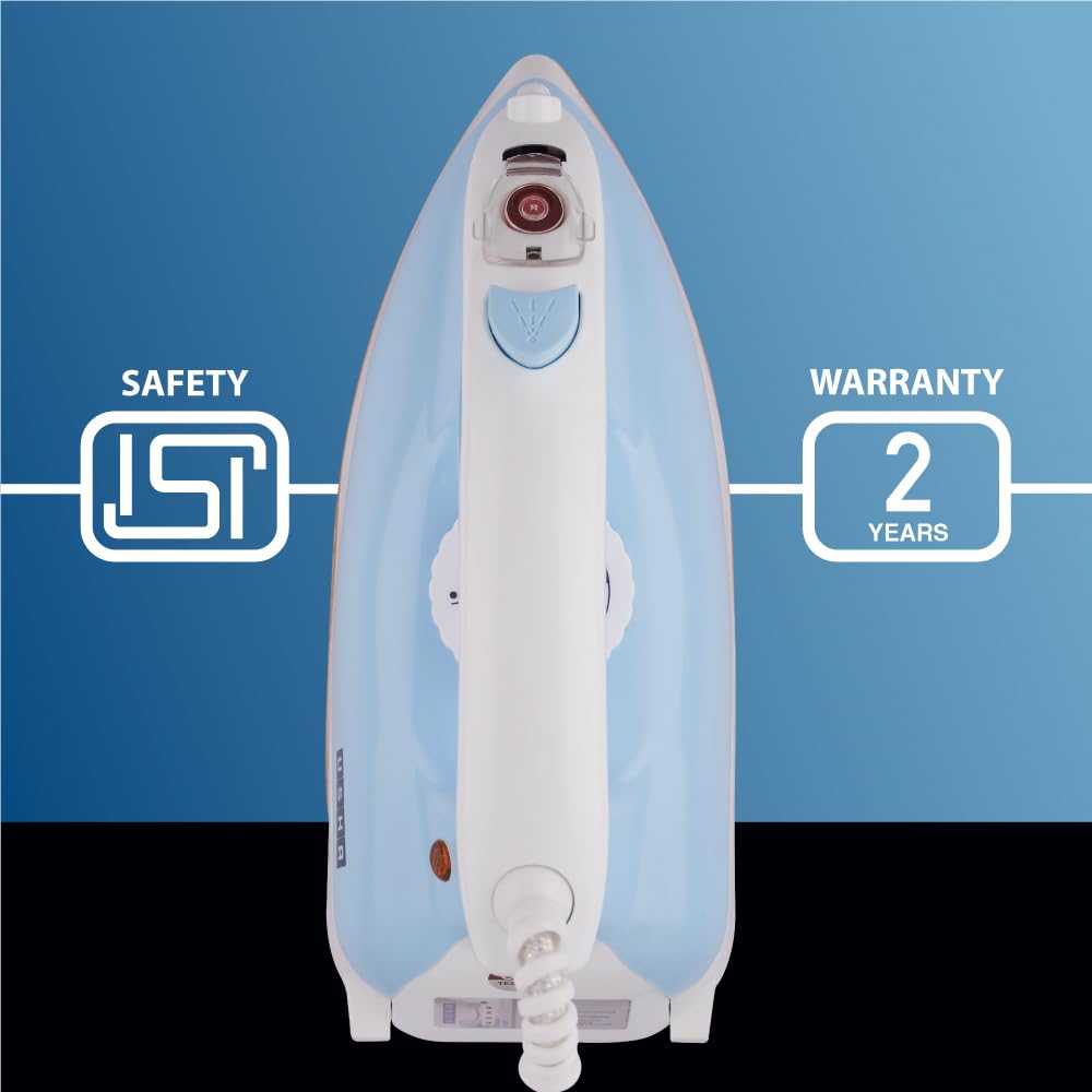 Usha Goliath Spray Tech 1200Watt Dry Iron with Water Spray Feature | Double Coated Golden Non Stick Soleplate for Longer Durability | 360° Swivel Cord | 2 Years Warranty | (Blue & White)