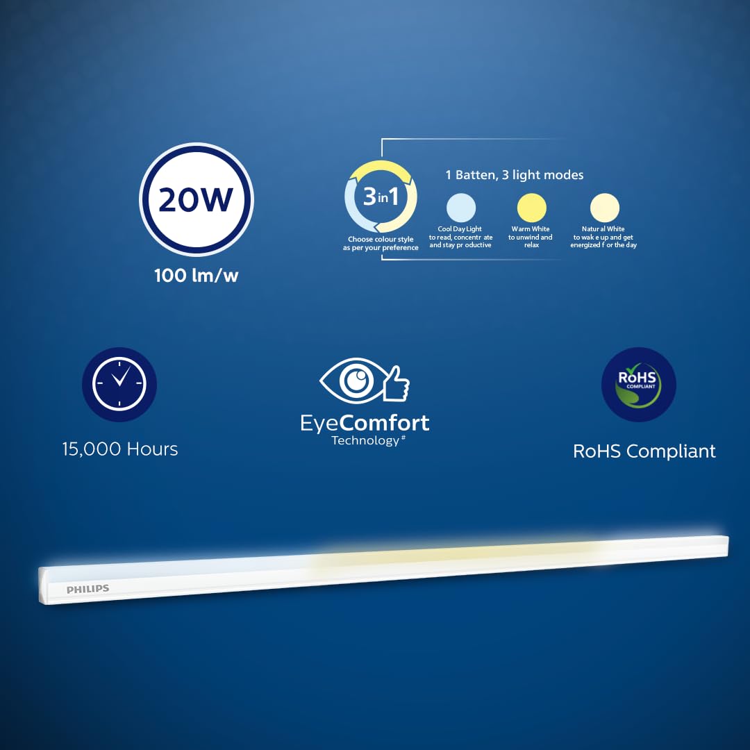 Philips 20W 3 in 1 LED - 4ft Mood Lighting LED with Three Color Temperatures