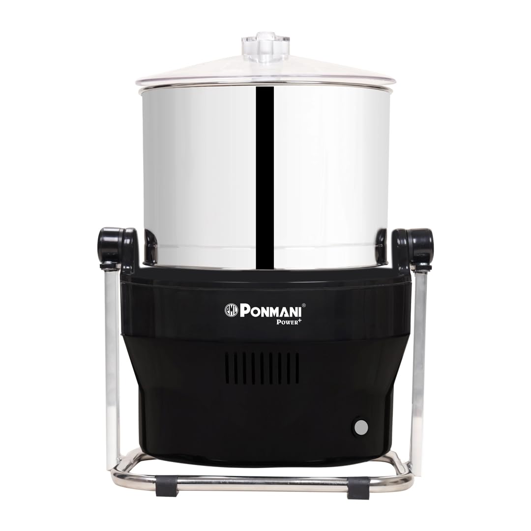 Ponmani Power Plus - 3Ltr Tilting Wet Grinder (Black, 225W Copper Motor, Fast Grinding)