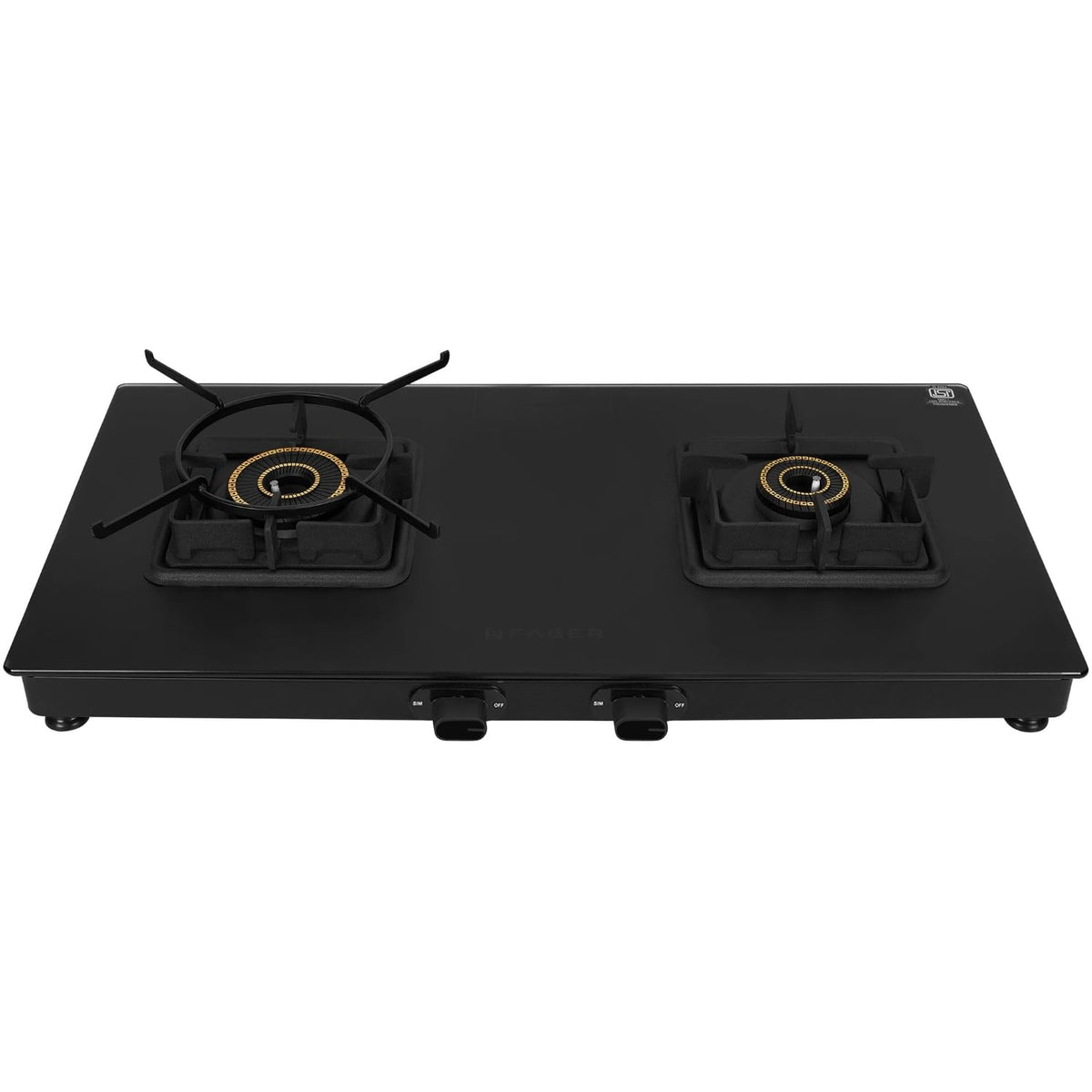 Faber 2 Burner 70Cm Cooktop |Auto Ignition| |Metal Knobs| MS Diamond coated Pan Support | Matt Black Glass Finish |5 Yrs