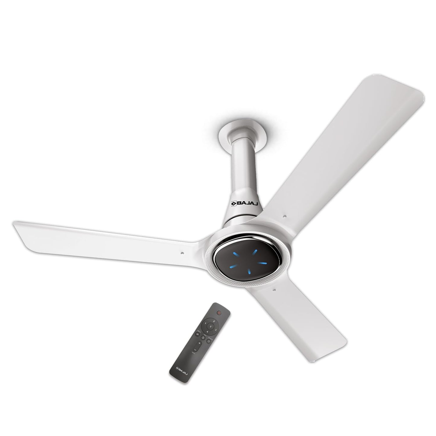 Bajaj Eurostos 1200 MM 5 Star Rated BLDC Ceiling Fans For Home | BEE Stars Rated Energy Efficient Ceiling Fan | Remote Controlled | Soothing Colour Indication | 2 Years Warranty 【White】