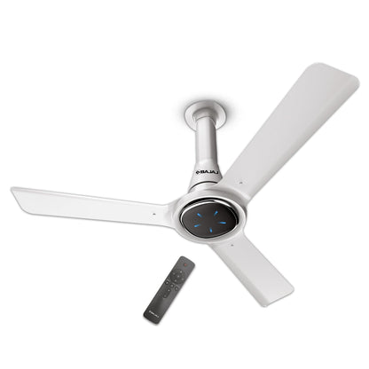 Bajaj Eurostos 1200 MM 5 Star Rated BLDC Ceiling Fans For Home | BEE Stars Rated Energy Efficient Ceiling Fan | Remote Controlled | Soothing Colour Indication | 2 Years Warranty 【White】