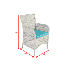 Lodovico Outdoor Patio Dining Set 6 Chairs and 1 Table (Pearl white)