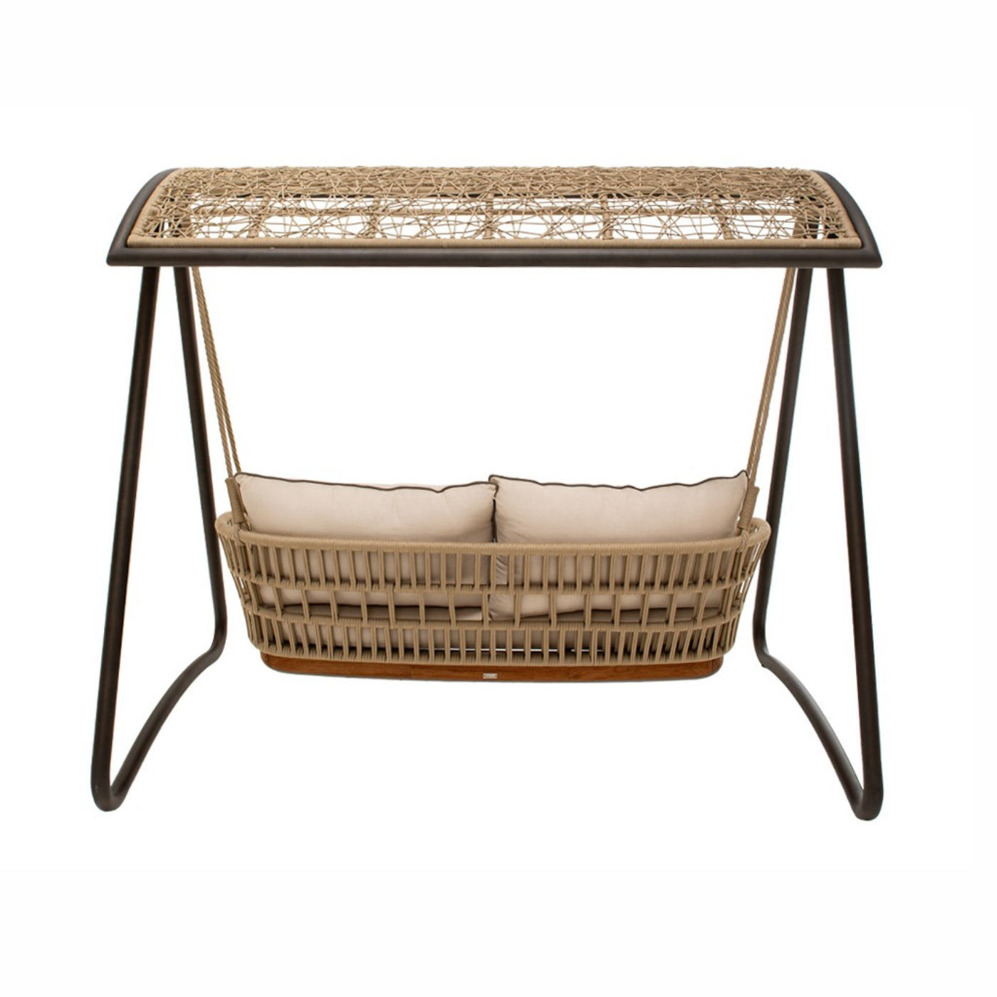 Iñes Double Seater Hanging Swing With Stand For Balcony, Garden Swing (Honey) Braided & Rope