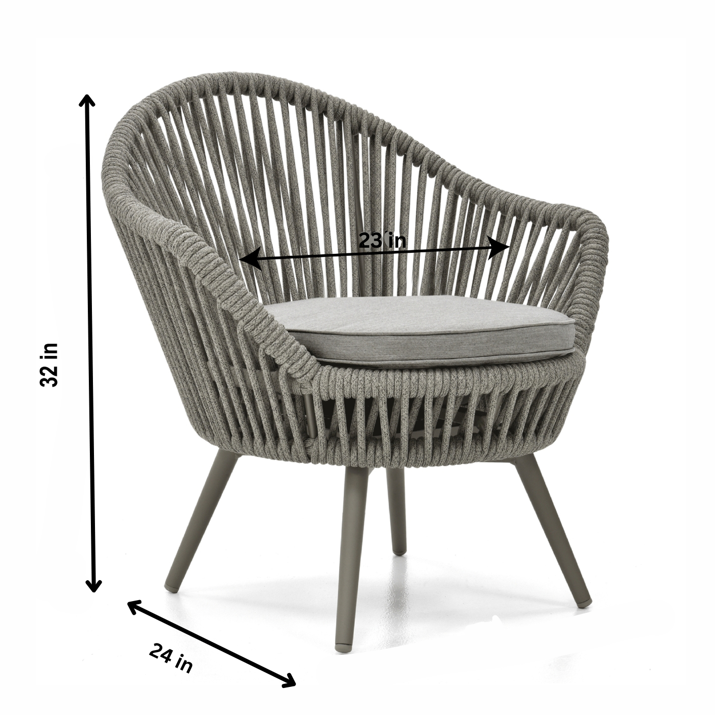 Faux Outdoor Patio Seating Set 2 Chairs and 1 Table Setc(Grey) Braided & Rope