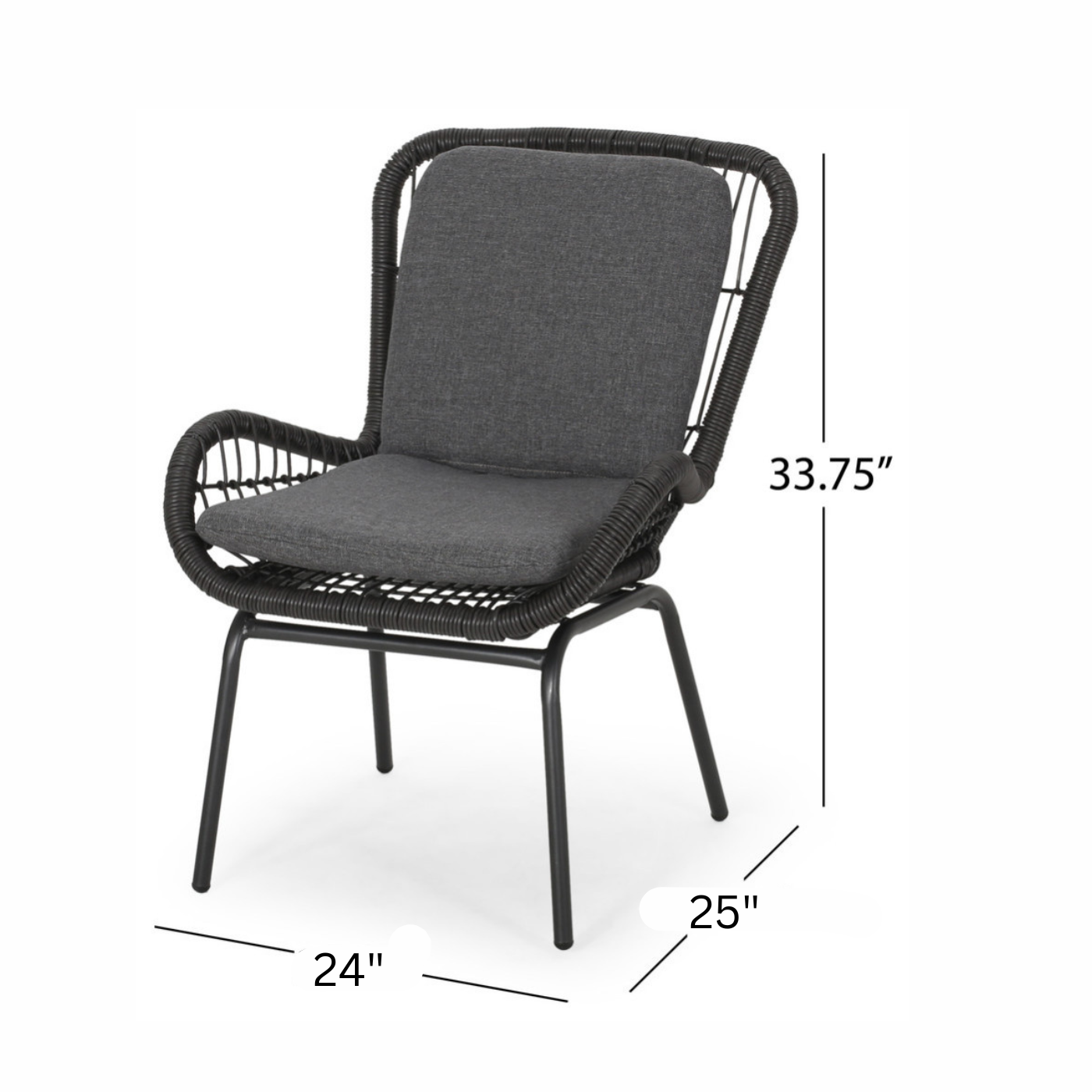 Geeks Outdoor Patio Seating Set 2 Chairs and 1 Table Set (Black)