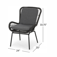 Geeks Outdoor Patio Seating Set 2 Chairs and 1 Table Set (Black)