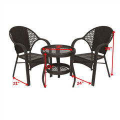 Rutu Outdoor Patio Seating Set 2 Chairs and 1 Table Set (Brown)
