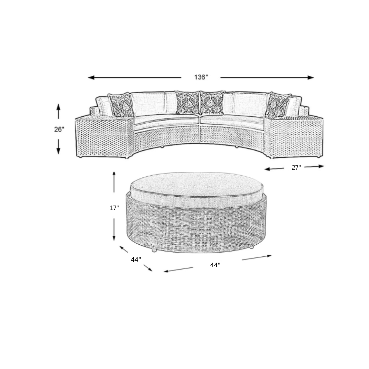 Zea Outdoor Sofa Set 4 Seater and 1 Center Table (Brown)
