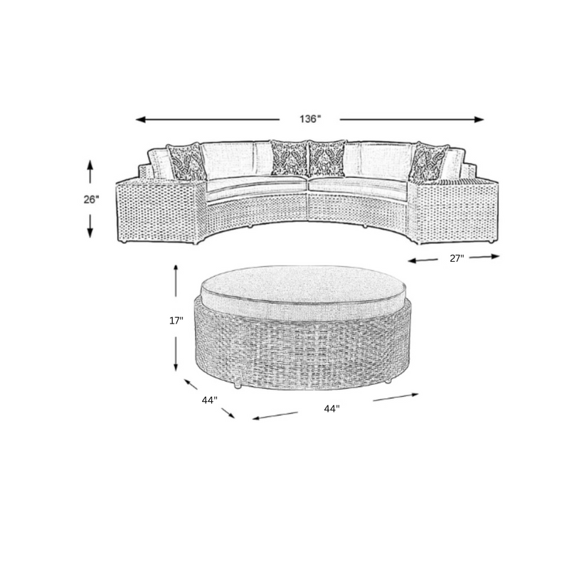 Zea Outdoor Sofa Set 4 Seater and 1 Center Table (Brown)