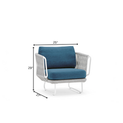 Astoir Outdoor Garden Balcony Sofa Set 3 Seater , 2 Single Seater and 1 Center Table Set Braid & Rope (Grey-Blue)