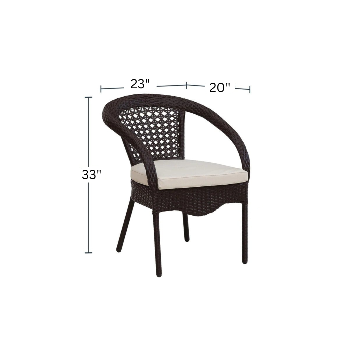 Moonpie Outdoor Patio Seating Set 4 Chairs and 1 Table Set (Dark Brown)