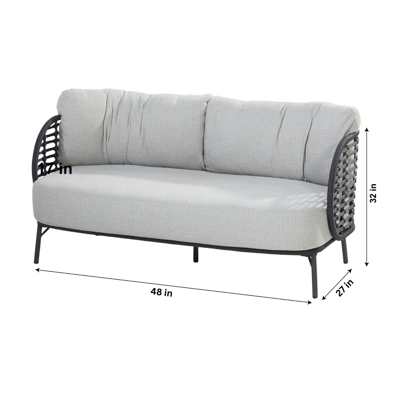 Locator Outdoor Sofa Set 2 Seater, 2 Single seater with ottoman and 1 Center Table Set (Dark Grey) Braided & Rope