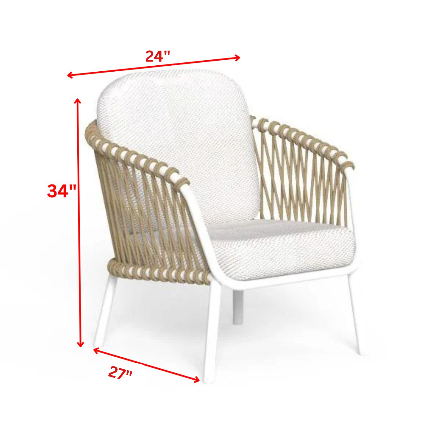 Rambo Outdoor Sofa Set 2 Seater , 2 Single seater and 1 Center Table Set (White+Tan) Braided & Rope