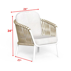 Rambo Outdoor Sofa Set 2 Seater , 2 Single seater and 1 Center Table Set (White+Tan) Braided & Rope