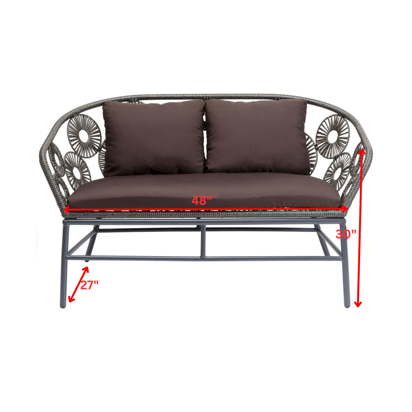 Scott Outdoor Sofa Set 2 Seater, 1 Single Seater and 1 Center Table Set (Dark Brown)