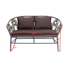 Scott Outdoor Sofa Set 2 Seater, 1 Single Seater and 1 Center Table Set (Dark Brown)