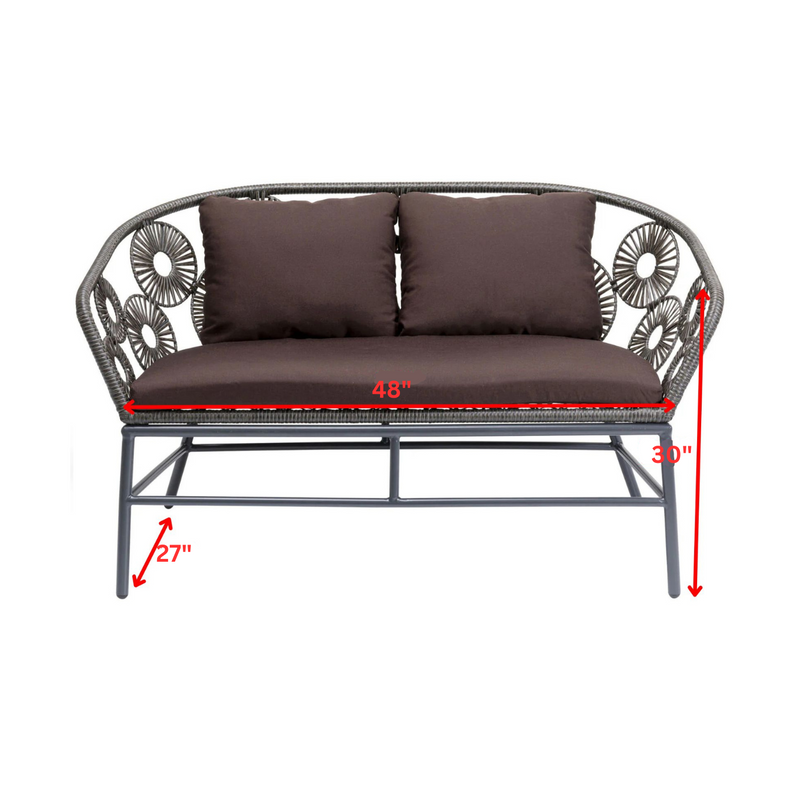 Scott Outdoor Sofa Set 2 Seater, 1 Single Seater and 1 Center Table Set (Dark Brown)