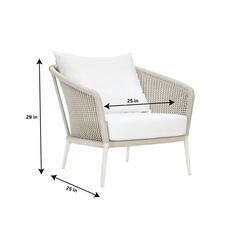 Aid Outdoor Patio Seating Set Single Chair and 1 Side Table Set (Grey) Braided & Rope