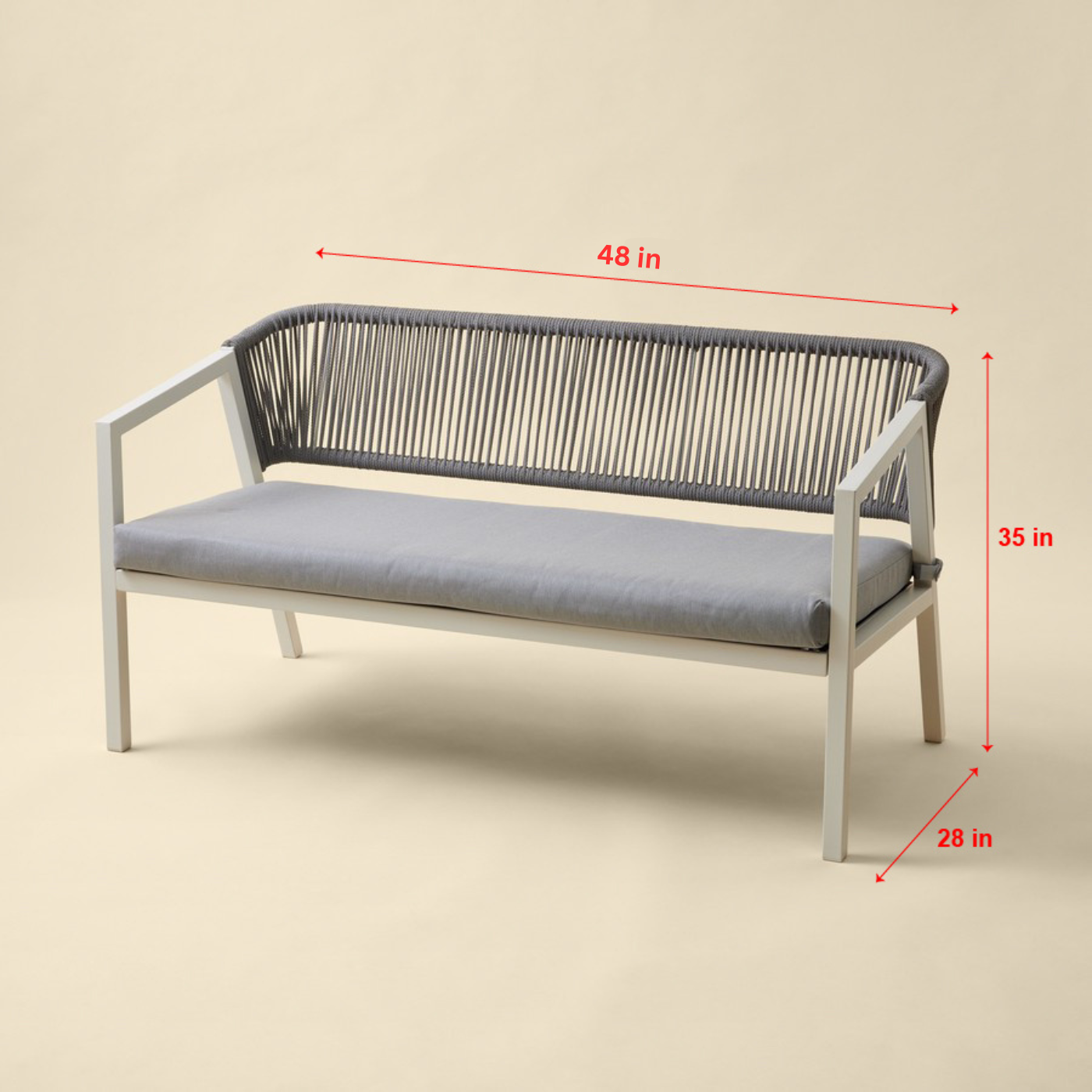 Cares Outdoor Garden Balcony Sofa Set 2 Seater,2 Single seater and 1 Center Table Set, Braid & Rope (Cream)