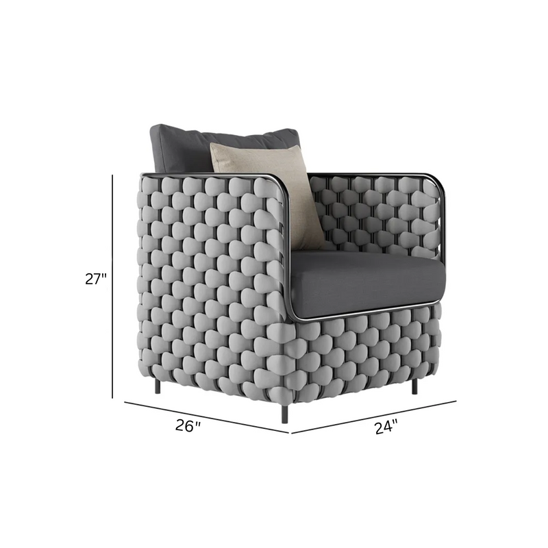 Fepel Outdoor Garden Balcony Sofa Set 2 Seater, 2 Single seater and 1 Center Table Set, Braid & Rope (Grey)