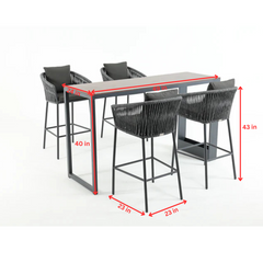 Pirlo Outdoor Patio Bar Sets 4 Chairs and 1 Table (Dark Grey)