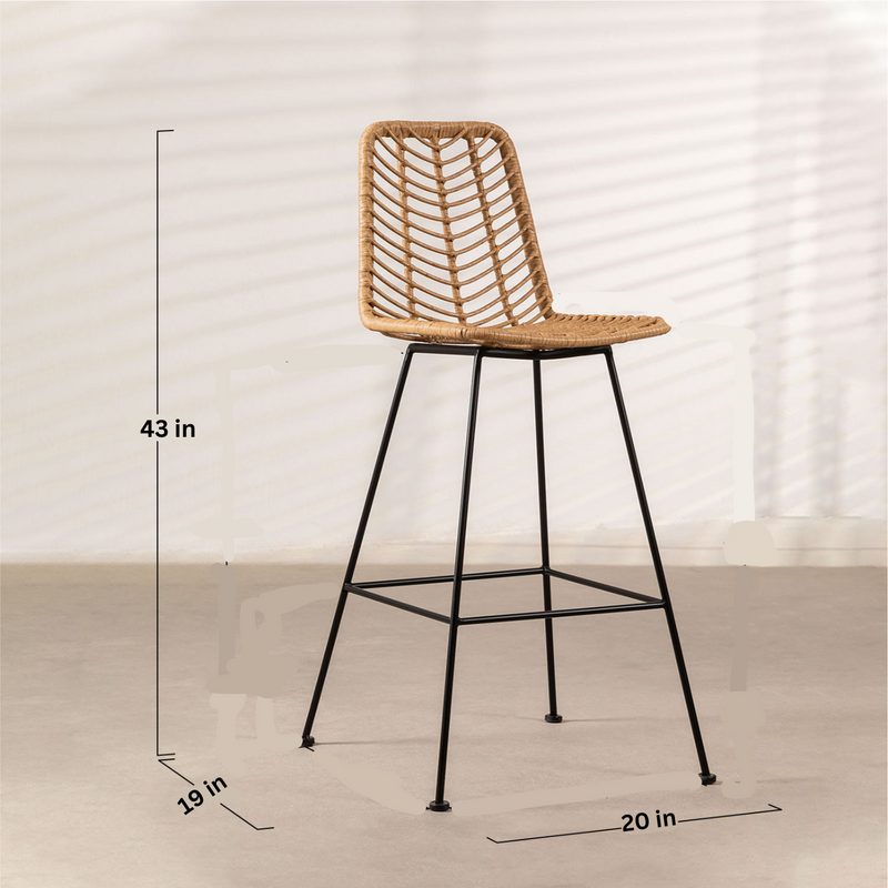 Noelia Outdoor Patio Bar Chair 1 Chair For Balcony (Honey)