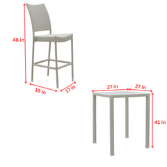 Denver Outdoor Bar Sets 2 Chairs and 1 Table Patio Bar Set (Pearl White)