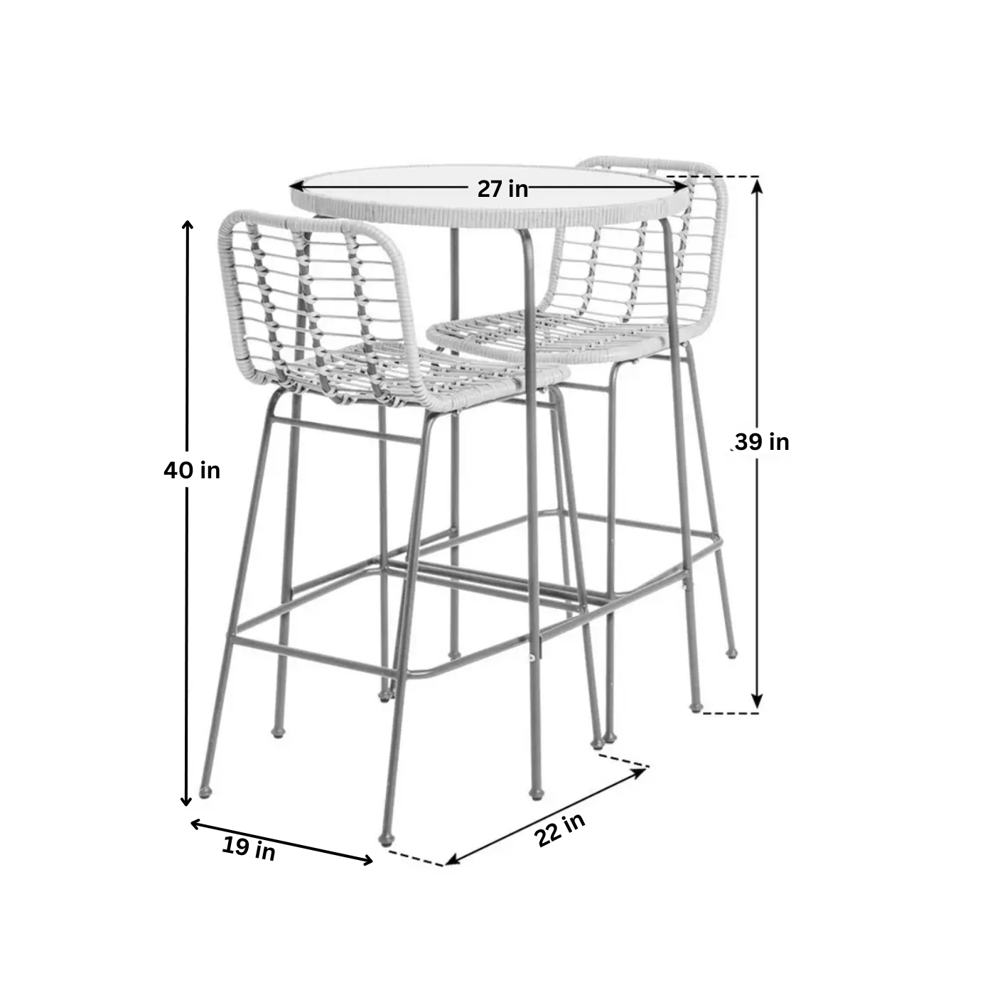 Andrew Outdoor Bar Sets 2 Chairs and 1 Table (Honey + Dark Grey)