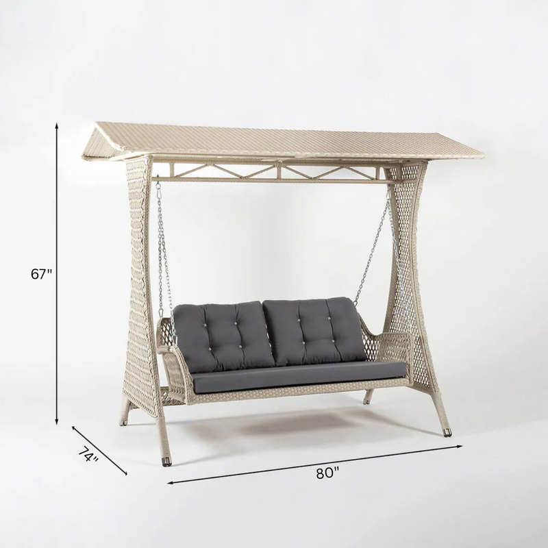 Ezio Double Seater Hanging Swing With Stand For Balcony, Garden Swing (Cream)