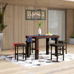 Ferri Outdoor Patio Bar Sets 4 Stools and 1 Table (Brown)