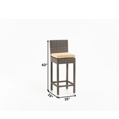 Sauceda Outdoor Patio Bar Sets 2 Chairs and 1 Table (Brown)