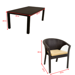Conti Outdoor Patio Dining Set 6 Chairs and 1 Table (Dark Brown)