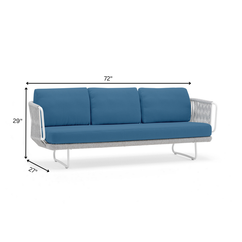 Astoir Outdoor Garden Balcony Sofa Set 3 Seater , 2 Single Seater and 1 Center Table Set Braid & Rope (Grey-Blue)